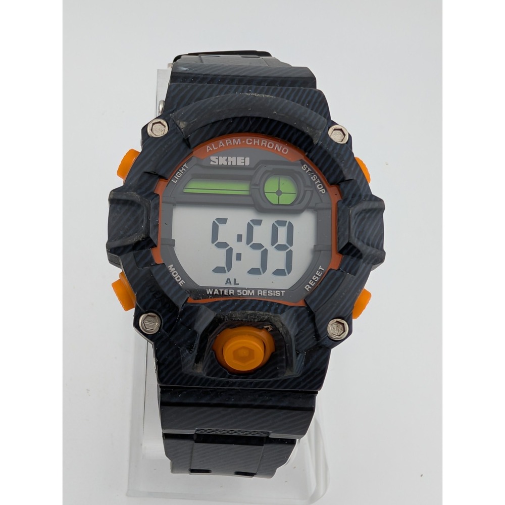 Skmei Kids Digital Watch 38mm Case‎ Black/Orange- New Battery